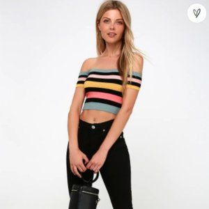 Lulus Multi Striped Ribbed Crop Top